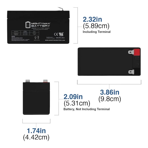 12V 1.3Ah Replacement Battery Compatible With Energizer ER-HM450 - 2PK